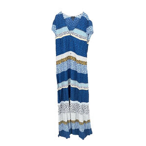 Long Tall Sally Floral Maxi Shift Dress Blue Patchwork Women Size 14 Boho Hippie